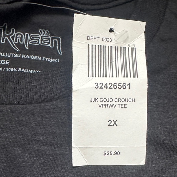 NWT Jujutsu Kaisen Satoru Gojo Mens Graphic T-Shirt Black Anime Tee Size 2XL - Picture 5 of 5